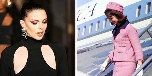 The actress and fashion icon Julia Fox has caused a stir with her unsettling Halloween outfit, which features a bloodied version of Jackie Kennedy.