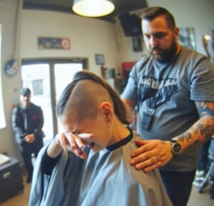 She walked into the barbershop to get her hair cut short as it had begun falling.