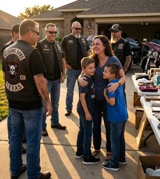 A group of 20 bikers cleared out my entire garage sale… then ordered me to carry it all back in.