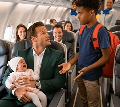 On a plane, the billionaire’s baby cried nonstop… until a young child performed the unexpected!